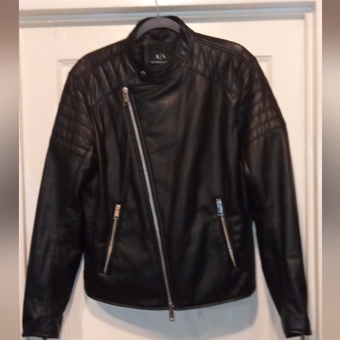 (B) Armani Exchange Faux Leather Jacket